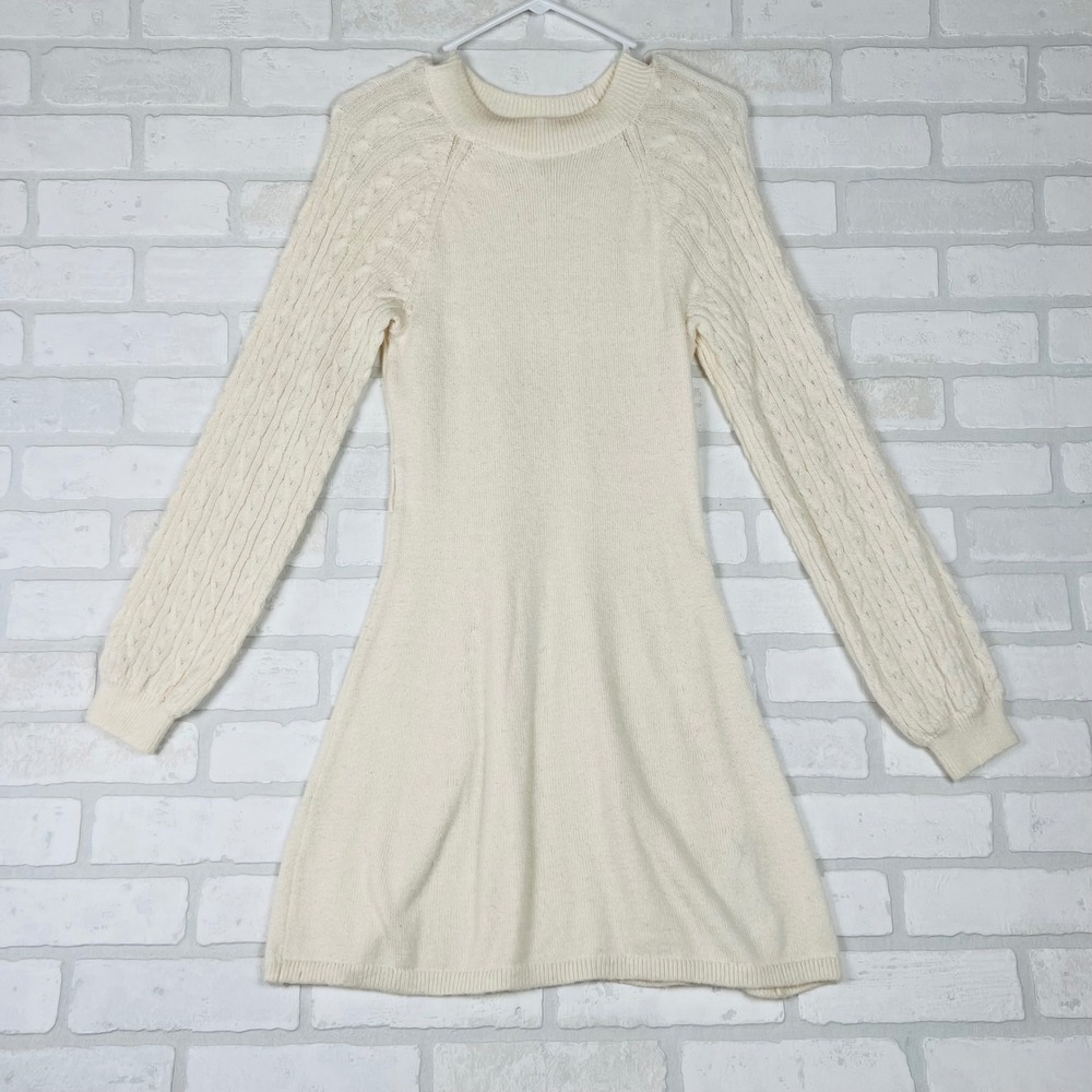 Abercrombie Kids Cream Cable Knit Sleeve Fit and Flare Sweater Dress Size 15/16